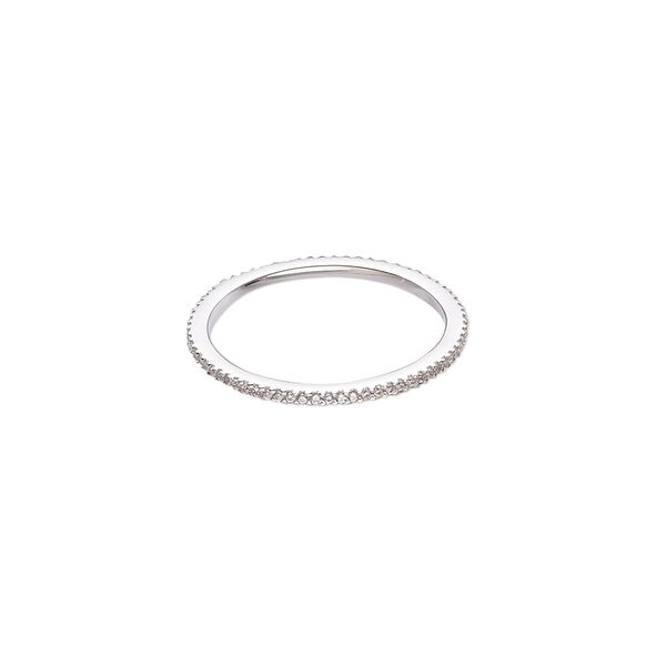 Ring, sterling silver and cubic zirconia, clear, 1.5mm wide, size 9. Sold individually. image number 0