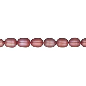 Pearl, cultured freshwater (dyed), wine, 5-6mm rice, D+ grade, Mohs hardness 2-1/2 to 4. Sold per 16-inch strand.