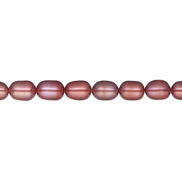 Pearl, cultured freshwater (dyed), wine, 5-6mm rice, D+ grade, Mohs hardness 2-1/2 to 4. Sold per 16-inch strand. image number 0