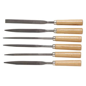 Needle files, carbon steel and European beech wood, brown, 7 inches. Sold per 6-piece set.