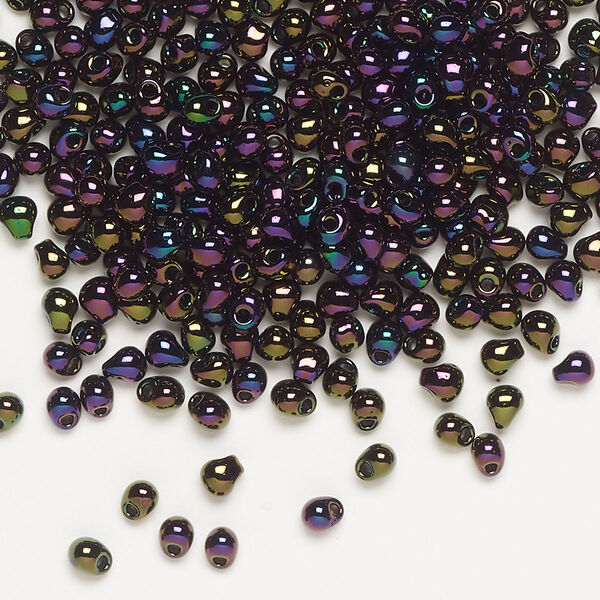 Seed bead, Miyuki, glass, pkg/10g, 3.3x2.8mm mini fringe, opaque gunmetal dark wine, (DP-454). image number 0