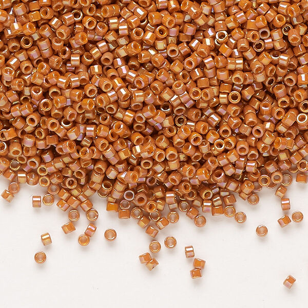 Seed bead, Delica®, glass, pkg/250g, #11 round, opaque rainbow glazed persimmon (DB-2274). image number 0