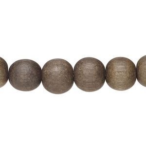 Bead, greywood (natural), pkg/15-1/2 to 16 inches, grey brown, 10mm round.