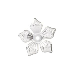 Component, silver-finished steel, 22x21mm single-sided flower. Sold per pkg of 20.
