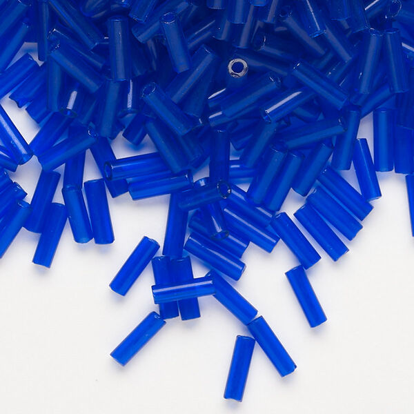 Bead, Preciosa Ornela Czech glass, bugle bead, pkg/50g, 1/4 inch, transparent blue, (30100). image number 0