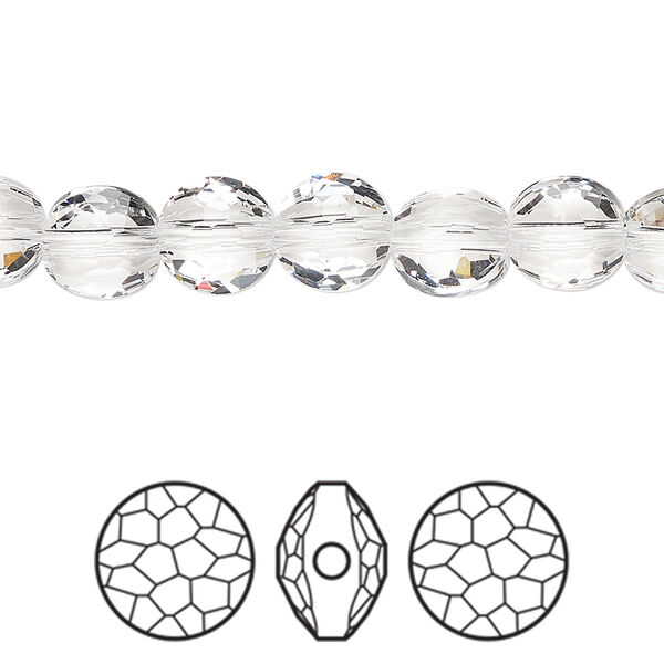Bead 4pk crystal, Crystal Passions® 8mm puffed round 5034 image number 0