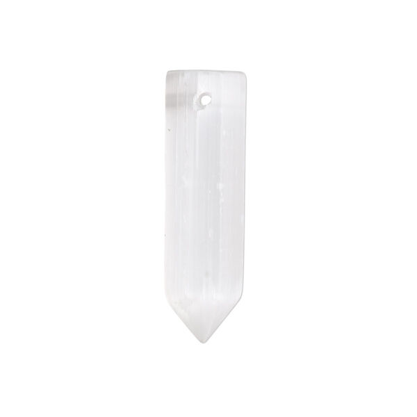 Bead, selenite (waxed), 27x6mm-28x7mm hand-cut top-drilled faceted point, B grade, Mohs hardness 2 to 2-1/2. Sold individually. image number 0