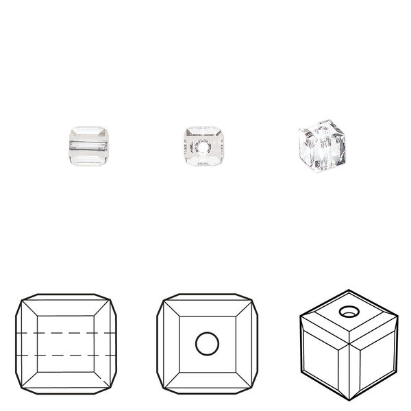 Bead 12pk crystal, Crystal Passions® 4mm cube 5601 image number 0