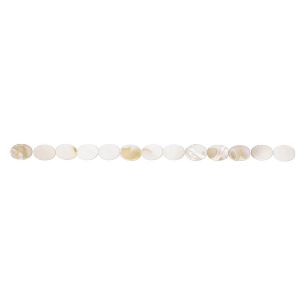 Mother-of-pearl shell 1pkg1, flat oval bead 15 inch 18x12mm-19x13mm image number 1