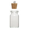 Component, glass / cork / nickel-finished steel, clear, 40x22mm bottle with stopper and screw eye. Sold per pkg of 10. image number 2