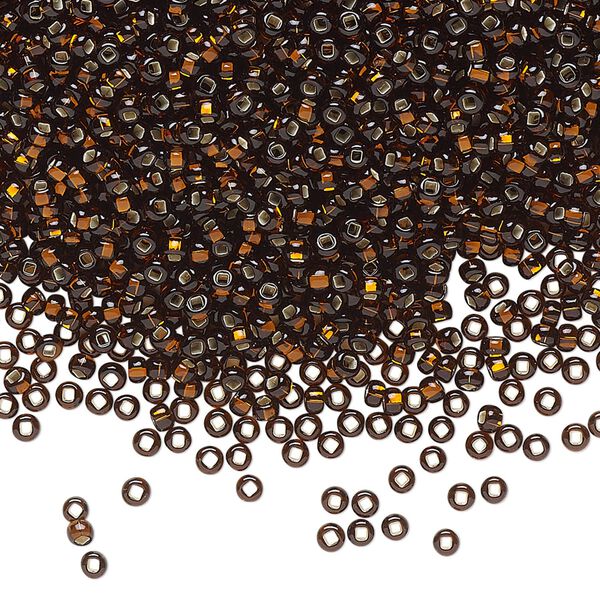 Seed bead, Preciosa Ornela Czech glass, pkg/50g, #11 rocaille, transparent silver-lined root beer, (17140). image number 0