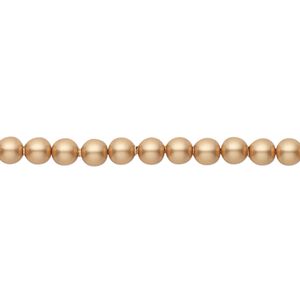 Pearl 100pk vintage gold, Crystal Passions® 4mm round 5810