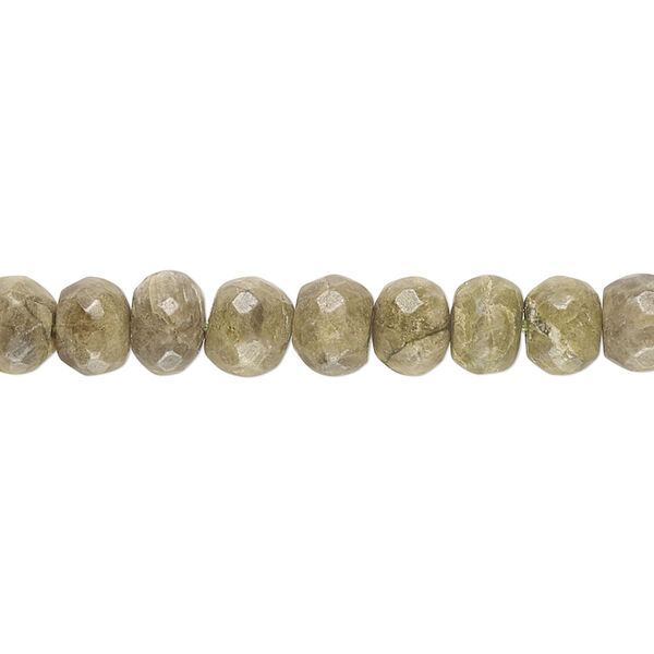 Epidote 1pkg1, hand-cut faceted rondelle bead natural 14 inch 6x5mm-8x6mm image number 0