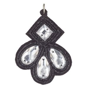 Focal, velveteen / glass / steel, black and clear, 47x38mm single-sided overall. Sold individually.