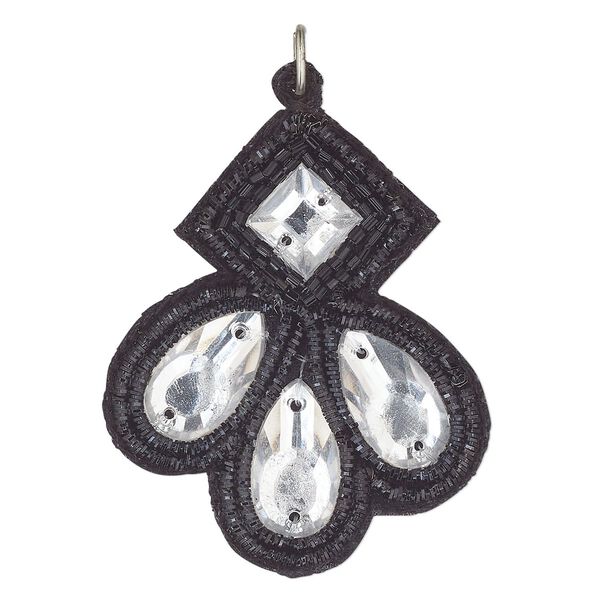 Focal, velveteen / glass / steel, black and clear, 47x38mm single-sided overall. Sold individually. image number 0