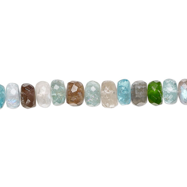 Bead, multi-gemstone (natural / dyed / coated), 5x2mm-6x5mm hand-cut faceted rondelle with 0.4-1mm hole, B- grade, Mohs hardness 3 to 7. Sold per 13-inch strand, approximately 90 beads. image number 0
