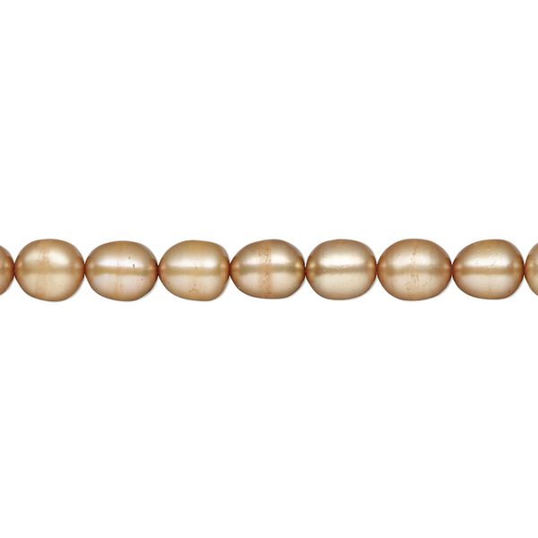 Pearl, cultured freshwater (dyed), brown, 5-6mm rice, C grade, Mohs hardness 2-1/2 to 4. Sold per 15-inch strand. image number 0