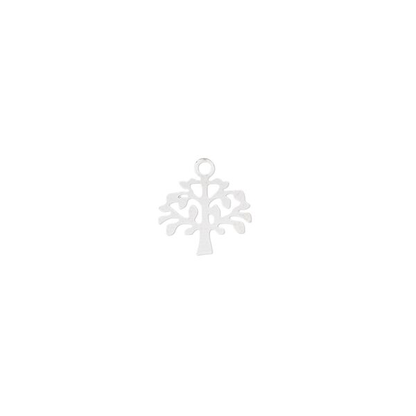 Charm, Lazer Lace™, stainless steel, 10x8mm double-sided tree of life. Sold per pkg of 4. image number 0