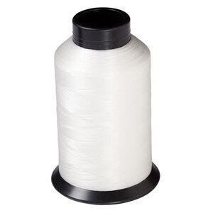 Thread, Nymo®, nylon, white, size B. Sold per 2-ounce spool, approximately 1,670 yards.