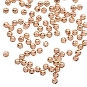 Bead, copper, 3x2.5mm hexagon. Sold per pkg of 100.