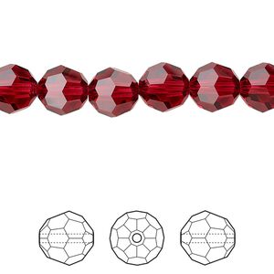 Bead 12pk scarlet, Crystal Passions® 8mm round 5000
