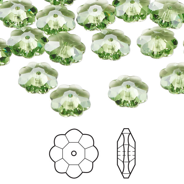 Margarita flower 144pk peridot, Crystal Passions® Regenerated 10mm 3700 image number 0