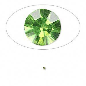 Chaton, glass rhinestone, olivine, foil back, 1.3-1.35mm faceted round, PP6. Sold per pkg of 72.