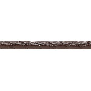 Bolo cord, leather, brown, 3.5-4.5mm round. Sold per pkg of (4) 35-inch lengths.