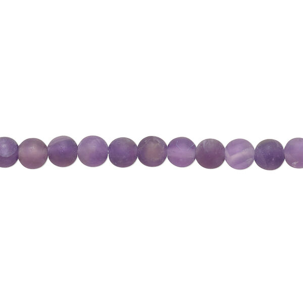 Bead, amethyst (natural), matte, 4mm round, B grade, Mohs hardness 7. Sold per 8-inch strand, approximately 45 beads. image number 0