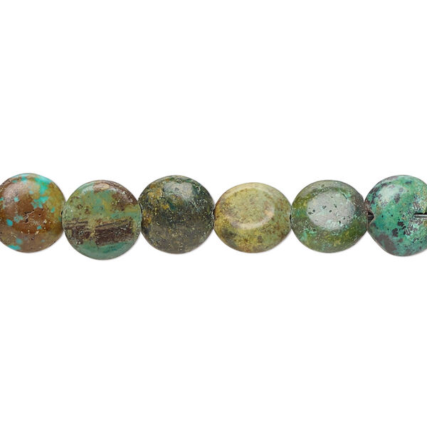 Turquoise 1pkg1, puffed flat round bead C- grade, 15 inch 8-9mm image number 0
