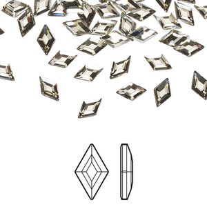 Flat back 6pk crystal silver shade foil back, Crystal Passions® 6.6x3.9mm diamond 2773