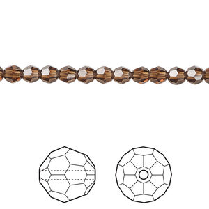 Bead 1pkg12 smoked topaz, Crystal Passions® Regenerated 4mm round 5000