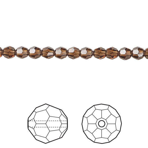Bead 1pkg12 smoked topaz, Crystal Passions® Regenerated 4mm round 5000 image number 0