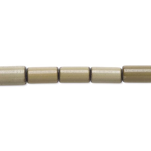 Bead, cat's eye glass (fiber optic glass), camo, 9x5mm-9x6mm round tube. Sold per 15-inch strand. image number 0