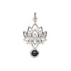 Black onyx / sterling silver 1pkg1, antiqued lotus drop 22.5x14.5mm image number 1