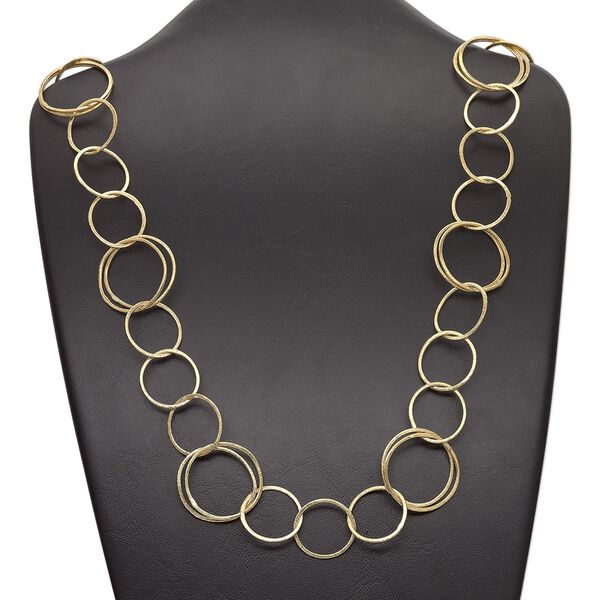 Chain, gold-finished copper, 31mm brushed double round cable, 36 inches with hook clasp. Sold individually. image number 0