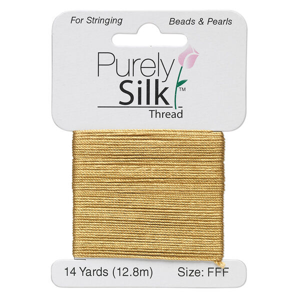 Thread, Purely Silk™, gold, size FFF. Sold per 14-yard card. image number 0