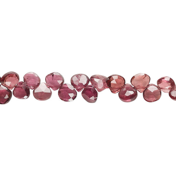 Bead, rhodolite garnet (natural), 4-5mm hand-cut top-drilled faceted puffed teardrop, B+ grade, Mohs hardness 7 to 7-1/2. Sold per 8-inch strand, approximately 65 beads. image number 0