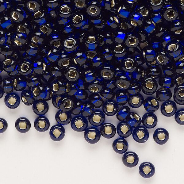 Seed bead, glass, pkg/50g, #6 rocaille, opaque cobalt blue. image number 0