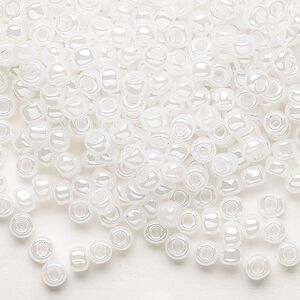 Seed bead, Dyna-Mites™, glass, opaque ceylon pastel white, #6 round. Sold per 1/2 kilogram pkg.