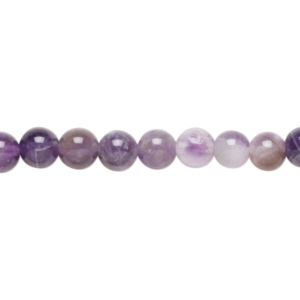 Bead, banded amethyst (natural), 6mm round, B grade, Mohs hardness 7. Sold per 15-1/2" to 16" strand. image number 0