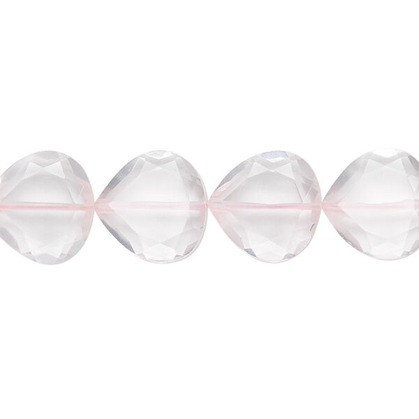 Rose quartz 1pkg10, hand-cut faceted teardrop bead natural B grade, 12mm image number 0