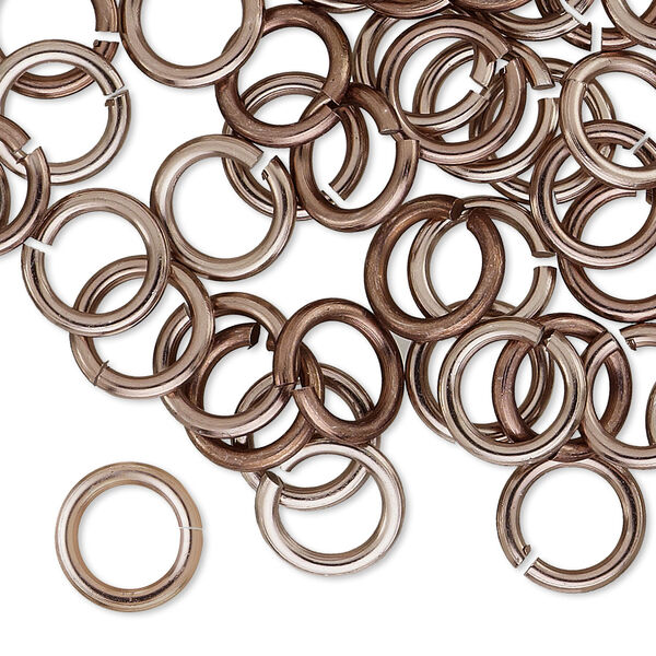 Jump ring, anodized aluminum, bronze, 10mm round, 6.8mm inside diameter, 14 gauge. Sold per pkg of 100. image number 0