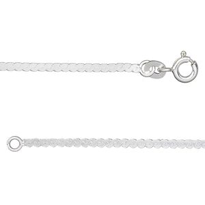 Chain 1pkg1 sterling silver serpentine, 1.7mm / mixed clasp, Gossamer™ 20 inch