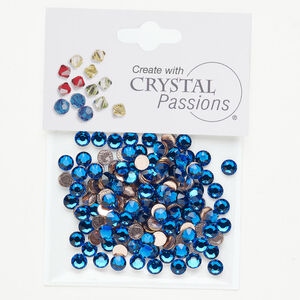 Flat back 1pkg144 Capri blue, Crystal Passions&reg; rhinestone 4.60-4.80mm hotfix round SS20