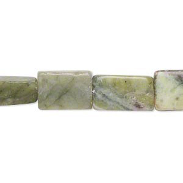 Bead, multi-serpentine (natural), 13x9mm-17x10mm flat rectangle, C grade, Mohs hardness 2-1/2 to 6. Sold per 15" to 16" strand. image number 0