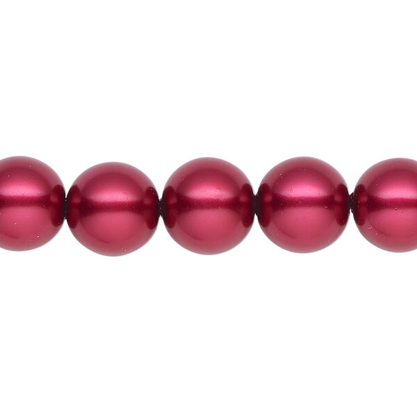 Pearl 2pk red, Celestial Crystal® 10mm round 15.5-16 inch image number 0