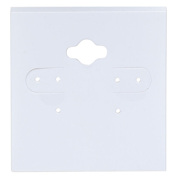 Earring card, PVC plastic, opaque white, 2x2 inch square. Sold per pkg of 100. image number 0
