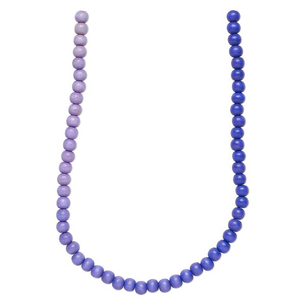 Bead, Taiwanese cheesewood (dyed / waxed), purple ombre, 8mm round. Sold per pkg of (2) 15-1/2" to 16" strands. image number 0