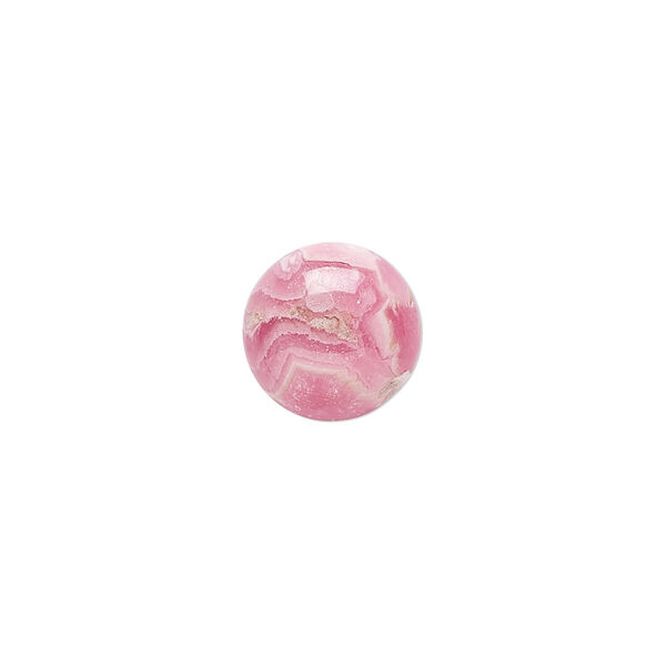Cabochon, rhodochrosite (natural), 12mm calibrated round, B grade, Mohs hardness 3-1/2 to 4-1/2. Sold individually. image number 0